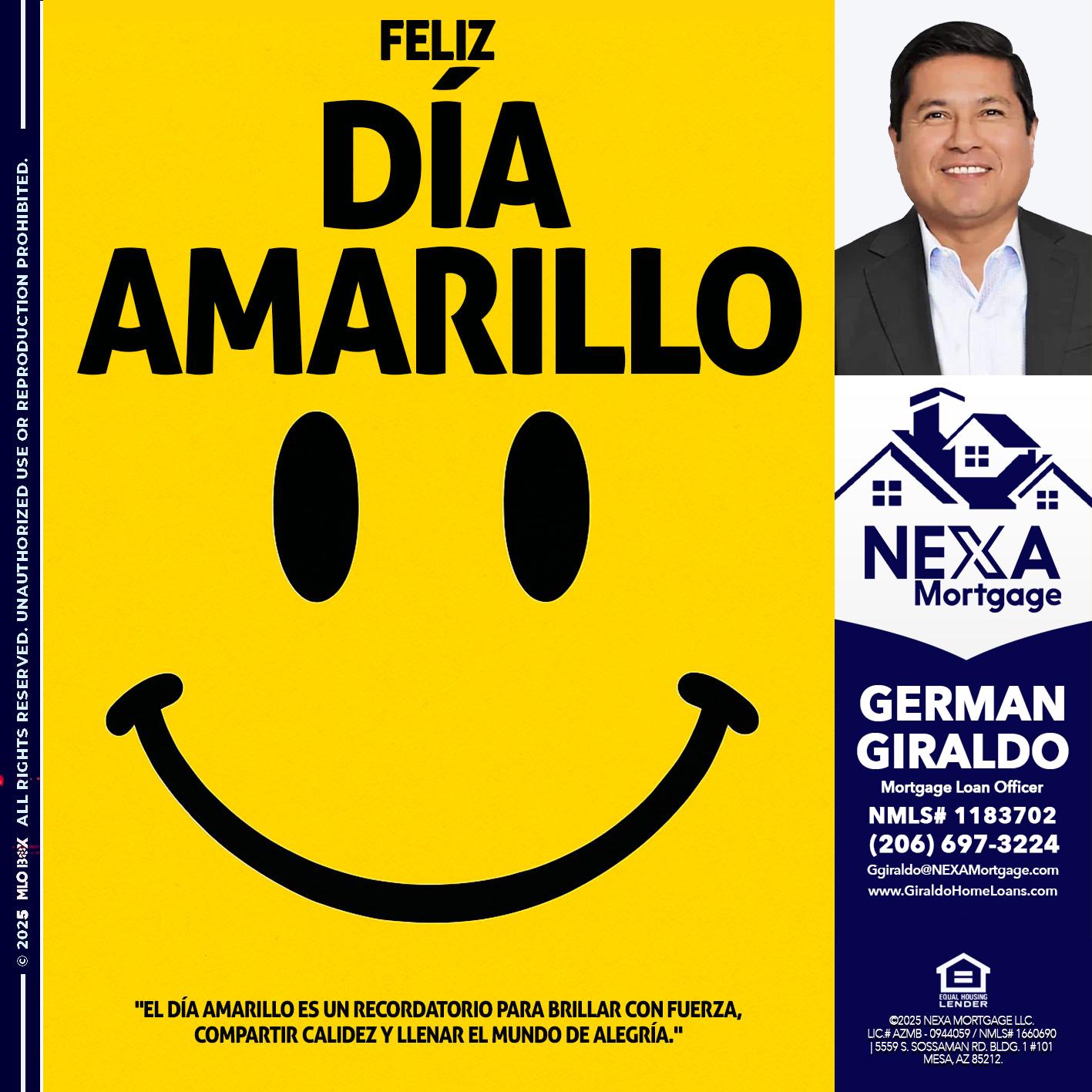 FELIZ DIA AMARILLO - German Giraldo -Mortgage Loan Officer
