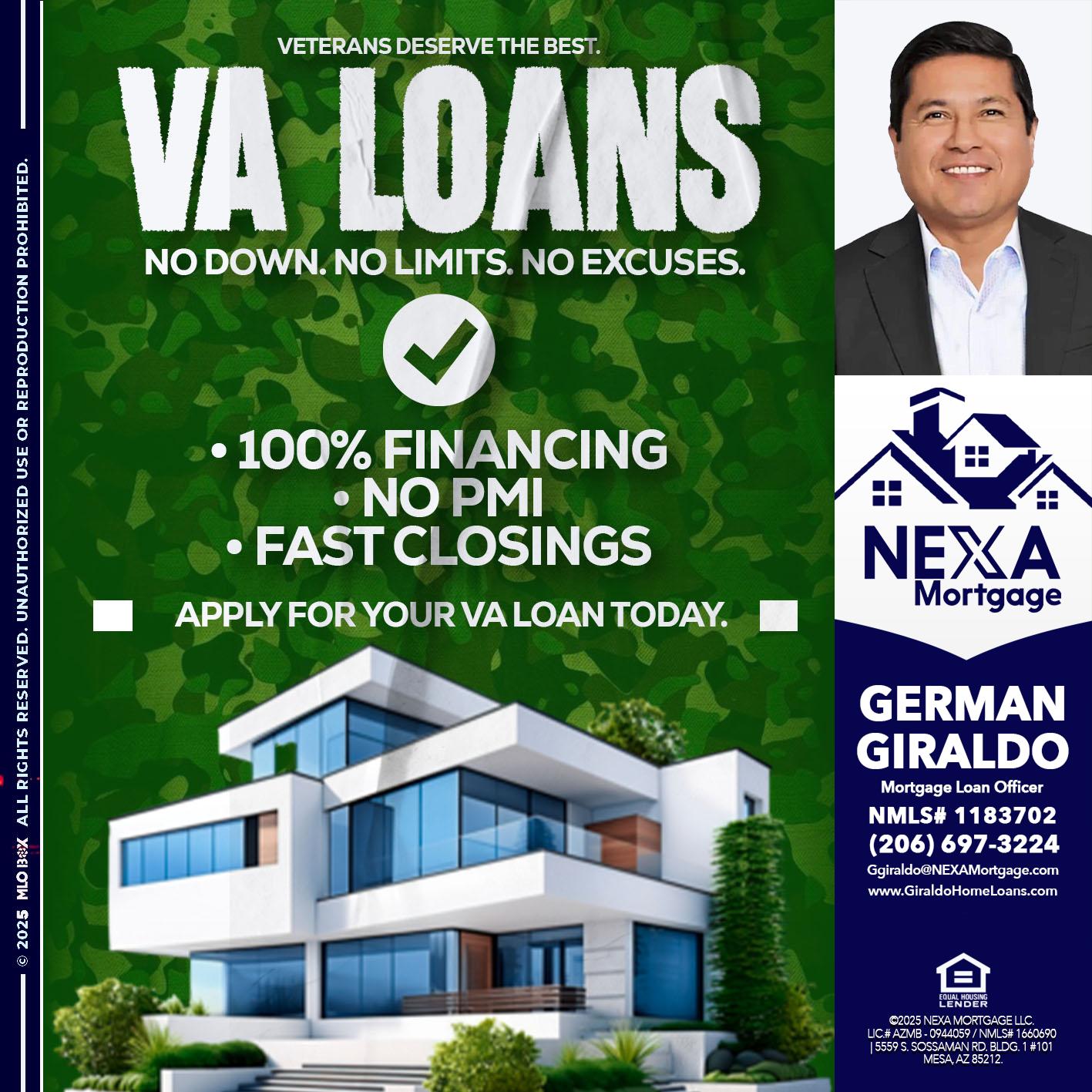 VA LOANS - German Giraldo -Mortgage Loan Officer