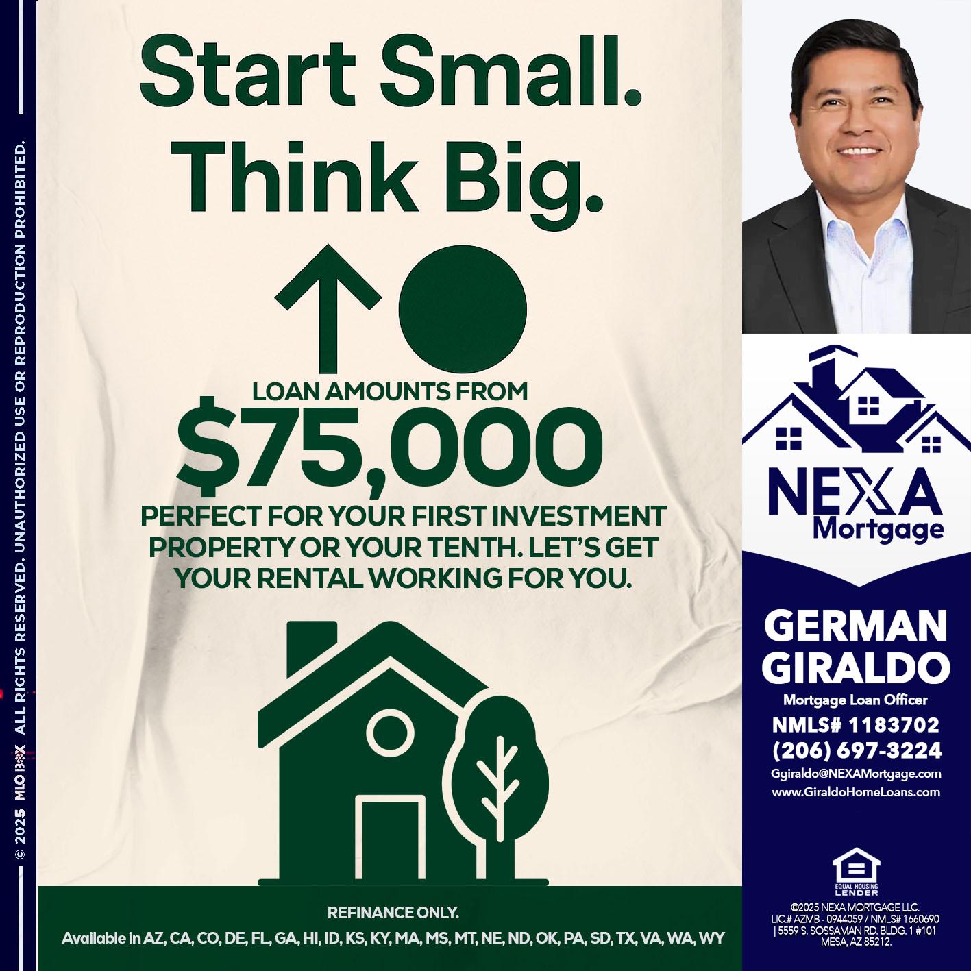 START SMALL - German Giraldo -Mortgage Loan Officer