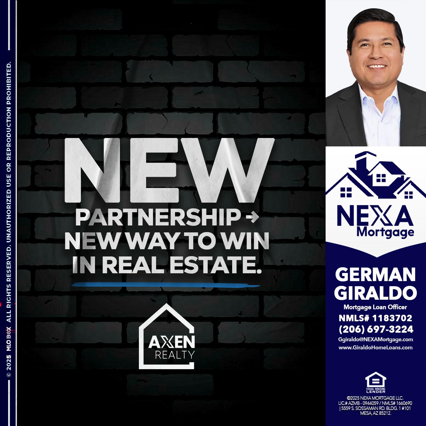 new partnership - German Giraldo -Mortgage Loan Officer
