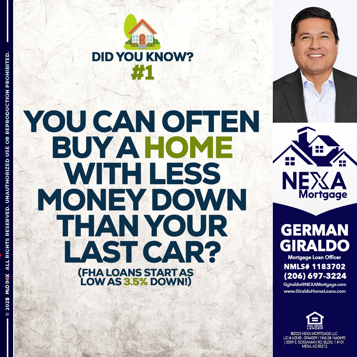 DID YOU KNOW #1 - German Giraldo -Mortgage Loan Officer