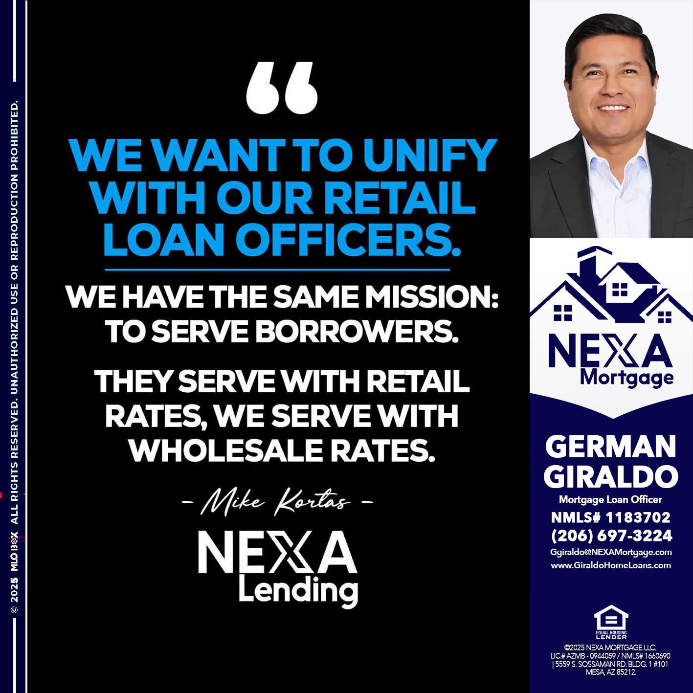WE WANT - German Giraldo -Mortgage Loan Officer
