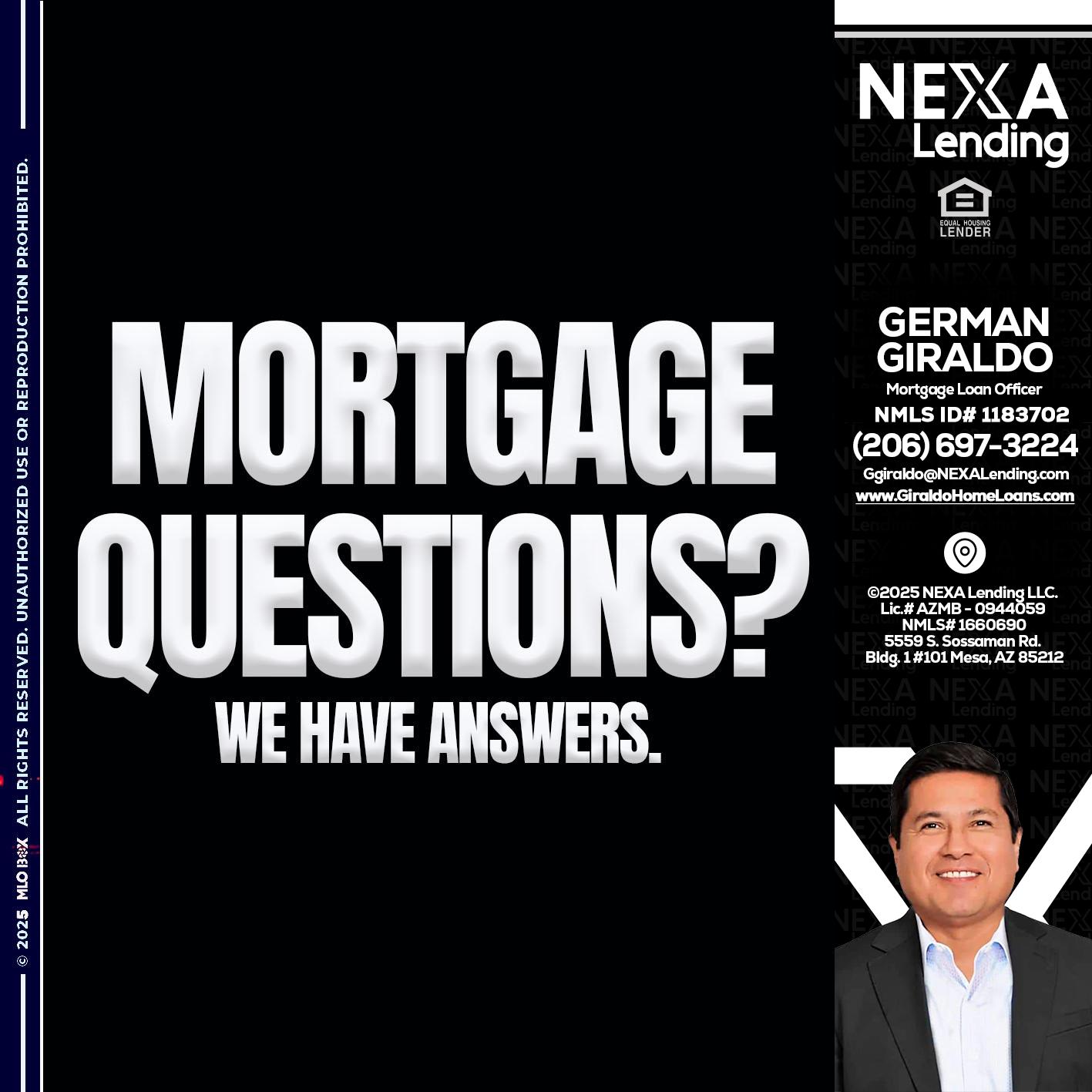 mortgage questions - German Giraldo -Mortgage Loan Officer