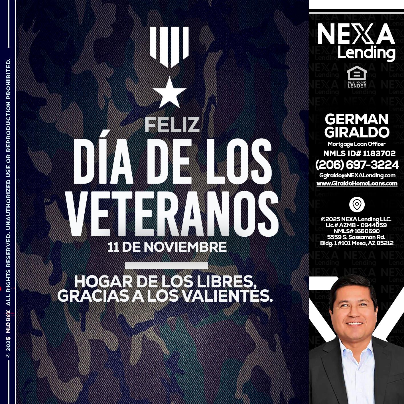 DIA DE LOS VETERANOS - German Giraldo -Mortgage Loan Officer