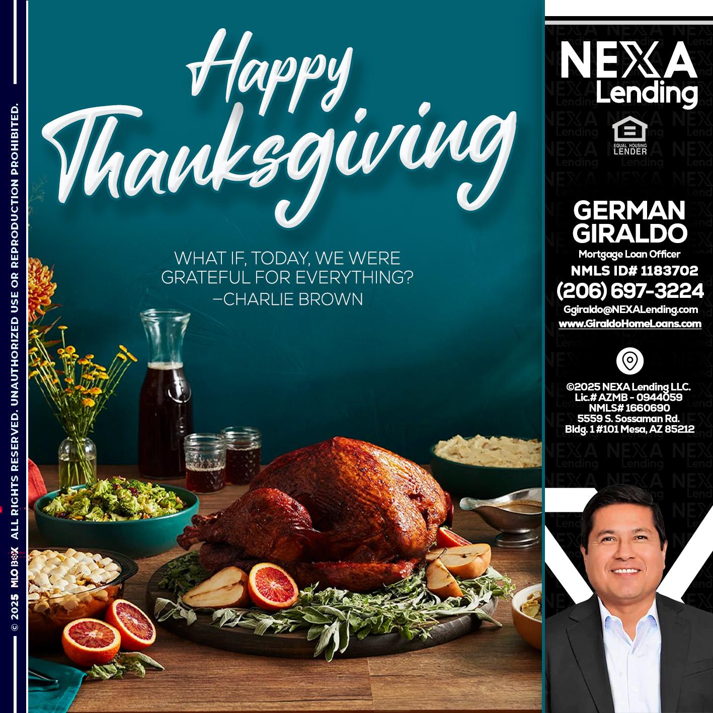 happy Thanksgiving - German Giraldo -Mortgage Loan Officer