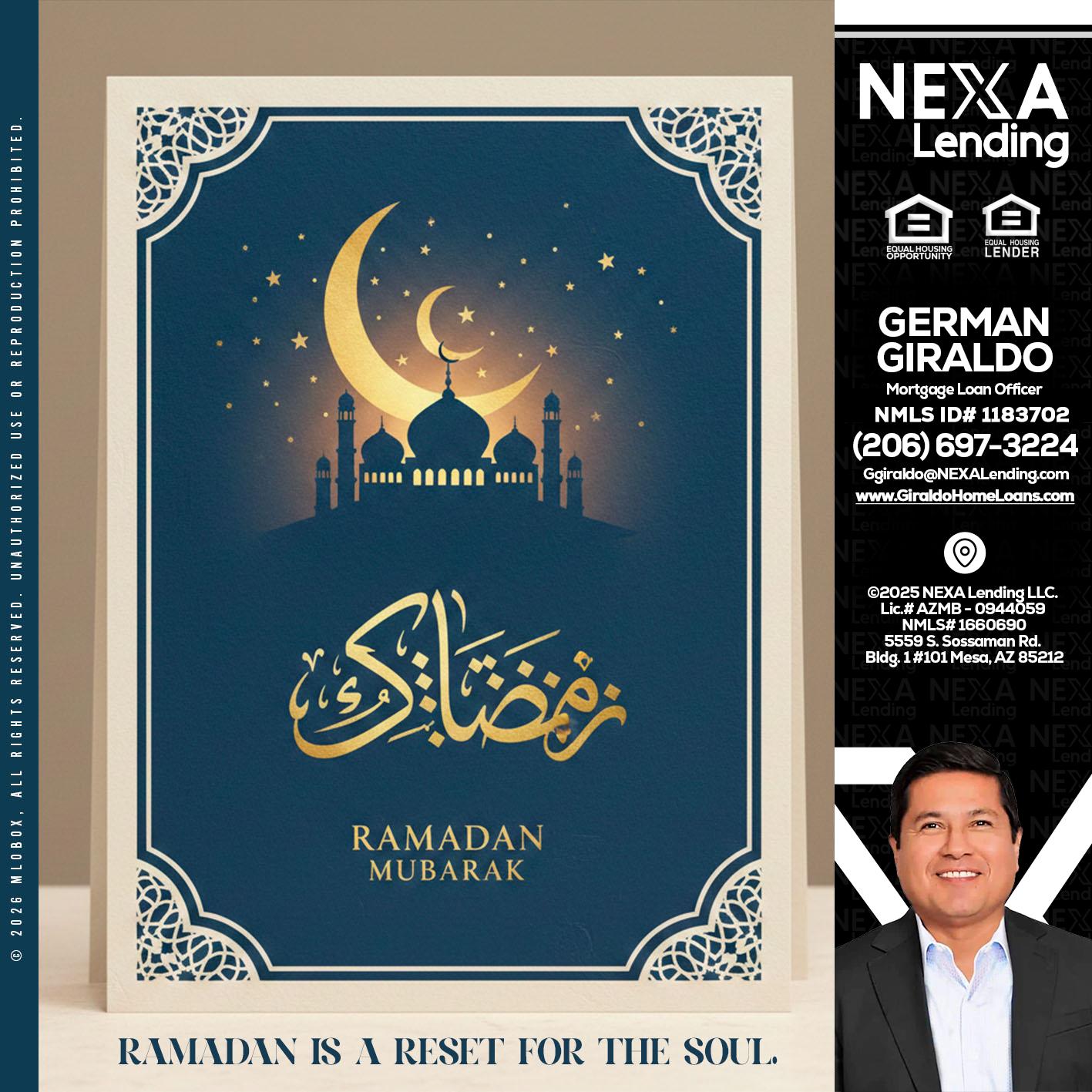 HAPPY RAMADAN - German Giraldo -Mortgage Loan Officer