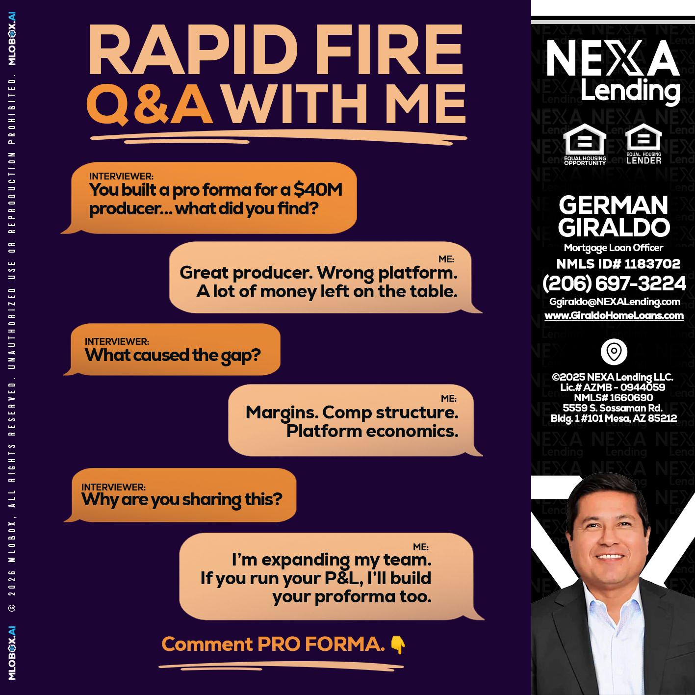 RAPID FIRE - German Giraldo -Mortgage Loan Officer