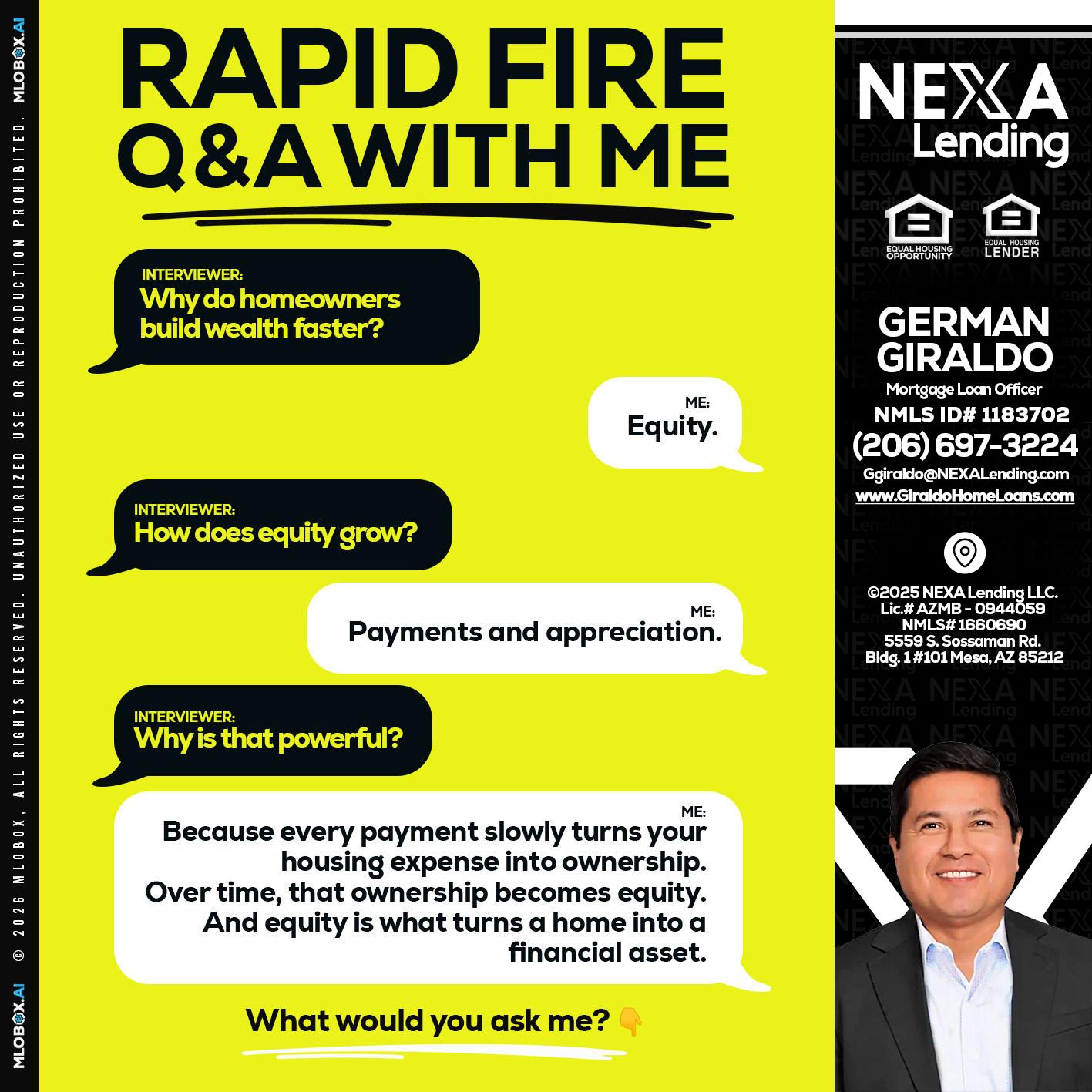 RAPID FIRE Q&A - German Giraldo -Mortgage Loan Officer