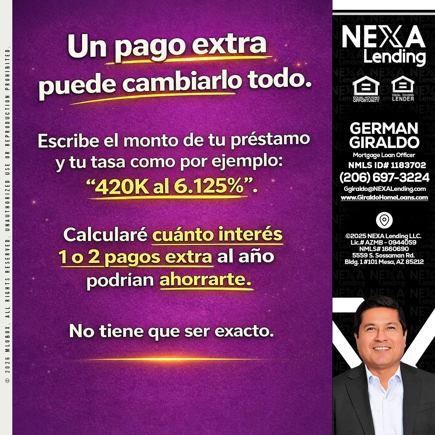 un pago extra - German Giraldo -Mortgage Loan Officer