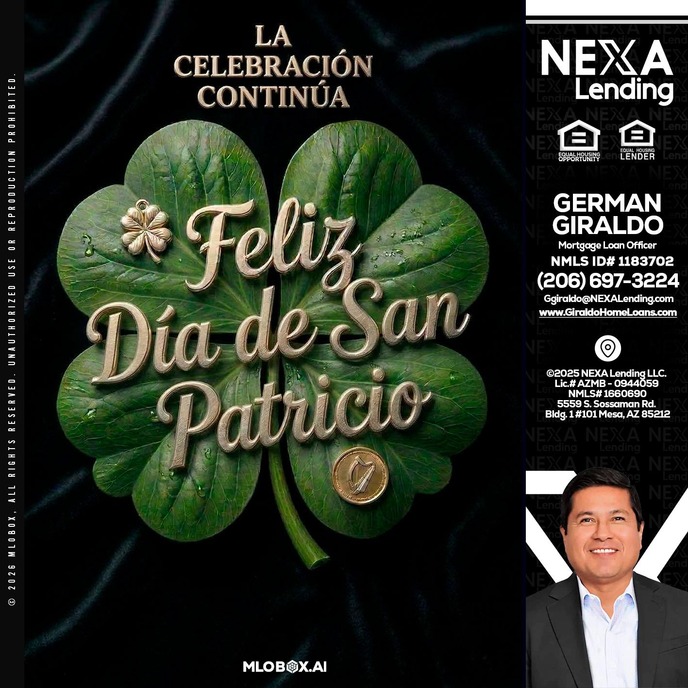 FELIZ DIA DE SAN PATRICIO - German Giraldo -Mortgage Loan Officer