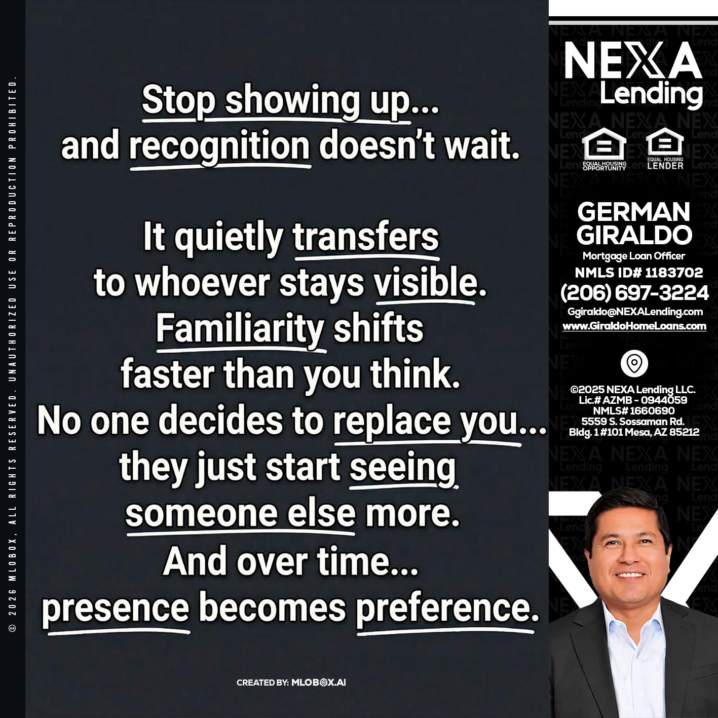 STOP SHOWING - German Giraldo -Mortgage Loan Officer