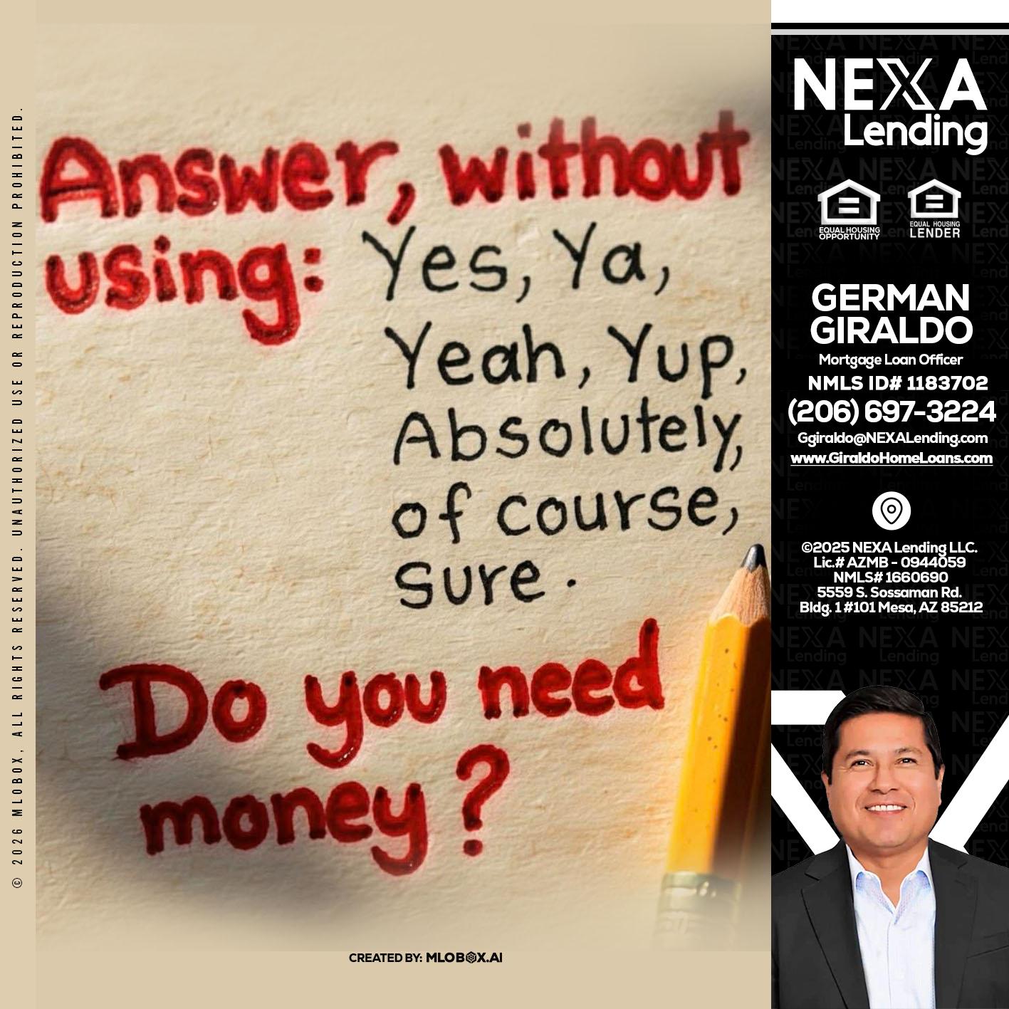 answer without - German Giraldo -Mortgage Loan Officer