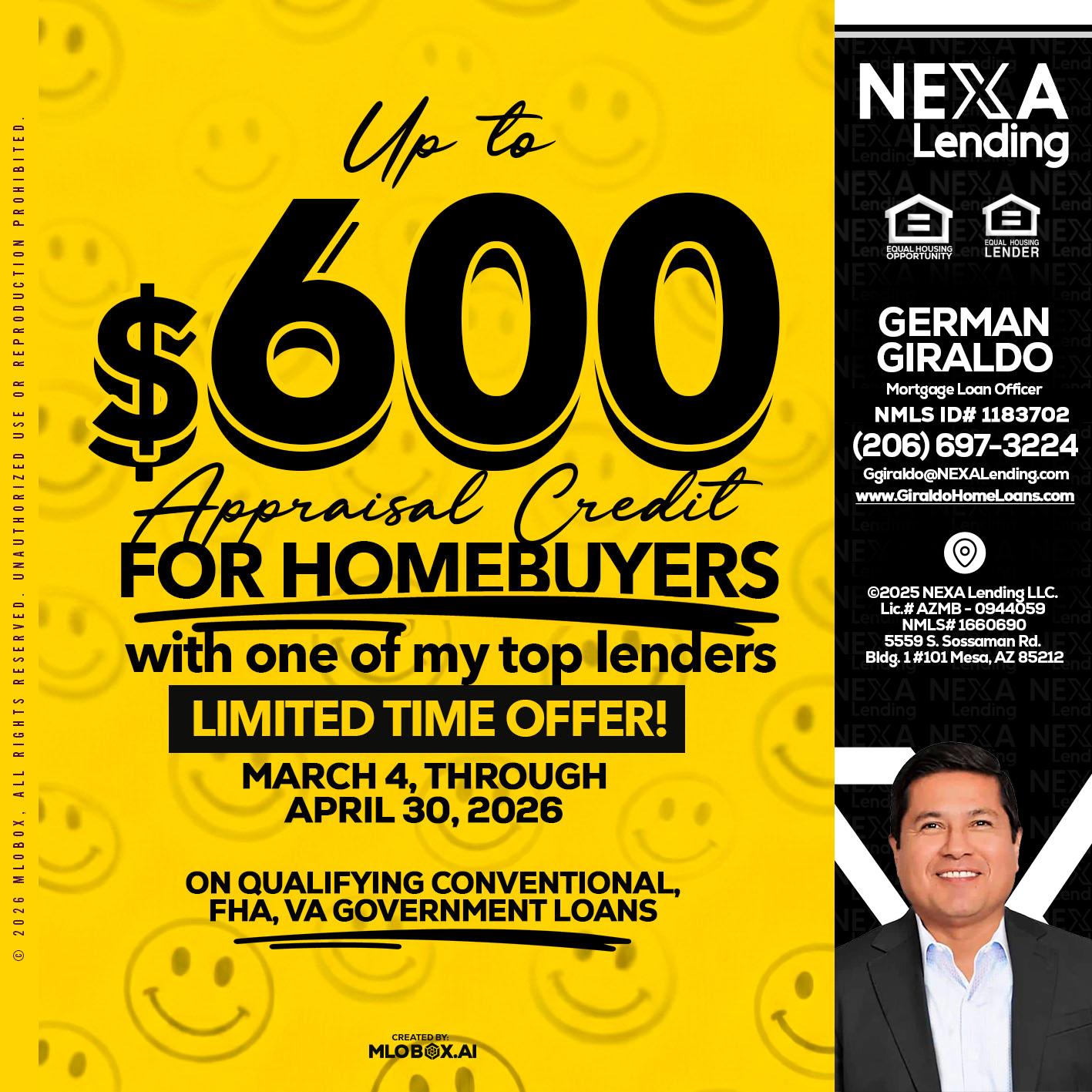 UP TO 600 - German Giraldo -Mortgage Loan Officer