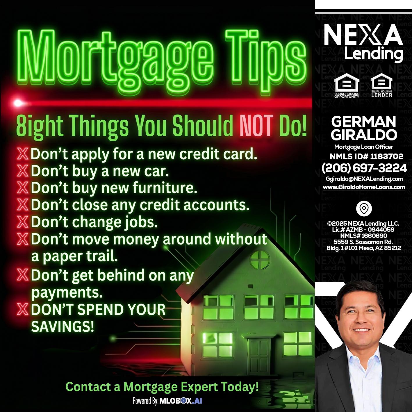 Mortgage Tips at your Door - German Giraldo -Mortgage Loan Officer