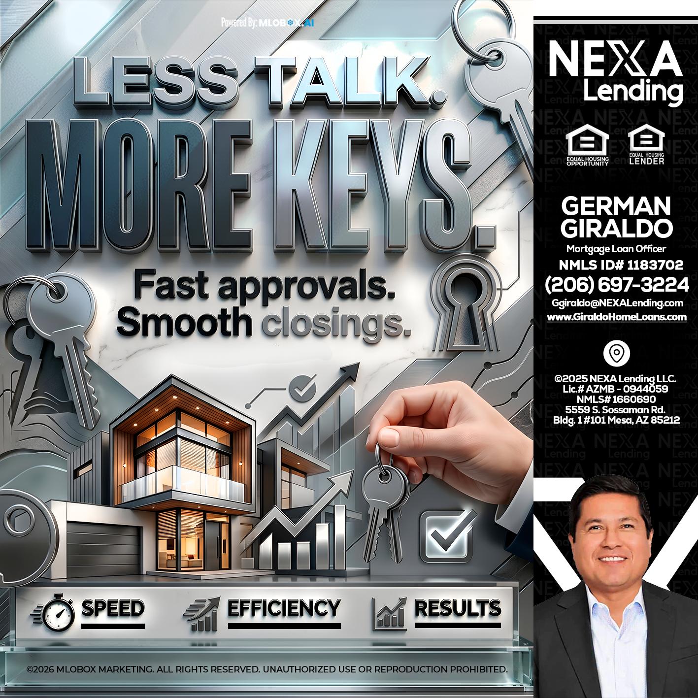 LESS TALK, MORE KEYS! - German Giraldo -Mortgage Loan Officer